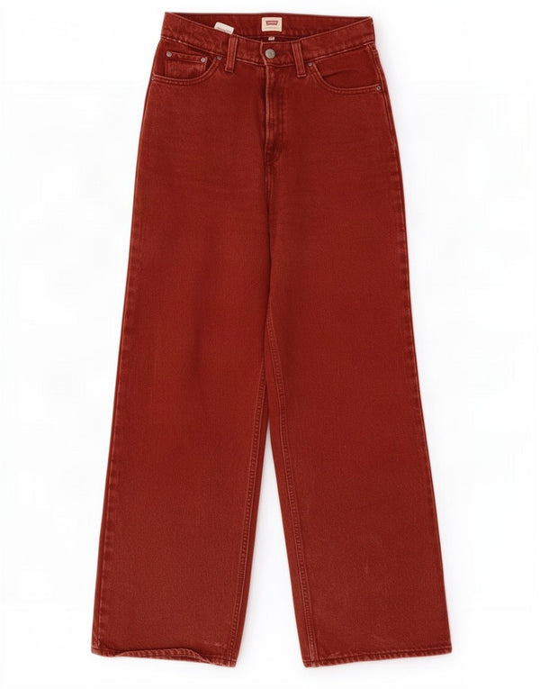Damskie jeansy Levi's z szeroką nogawką i wysokim stanem W26 L29 Czerwona bawełna