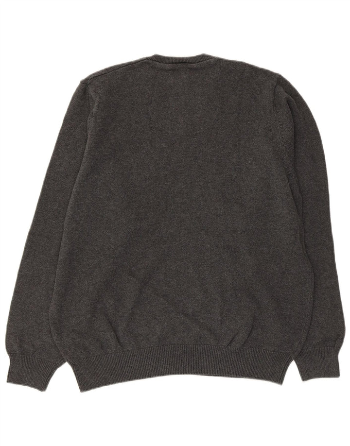 Marks & Spencer Męski sweter z dekoltem w kształcie litery V, średnioszary, bawełniany