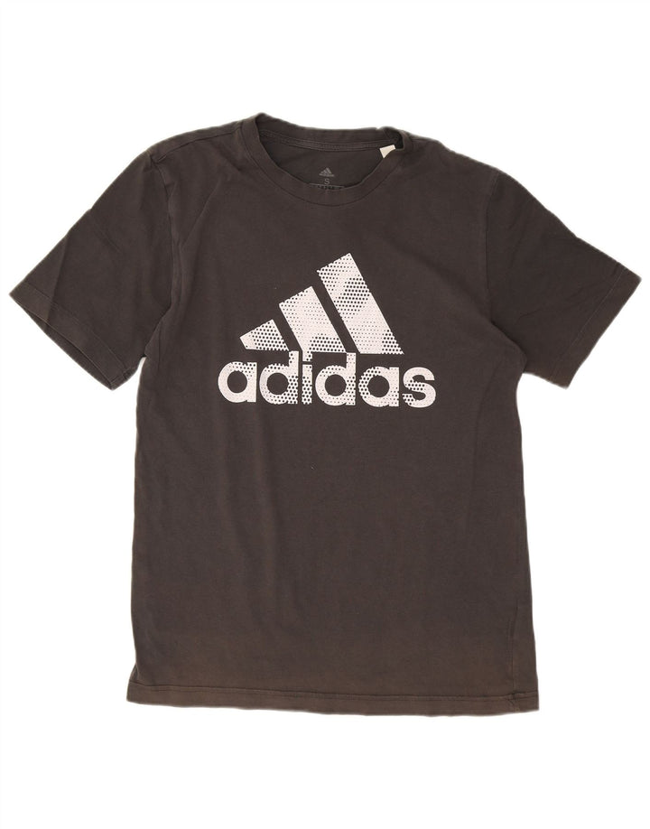 Męska koszulka z grafiką Adidas, mała, szara, bawełniana
