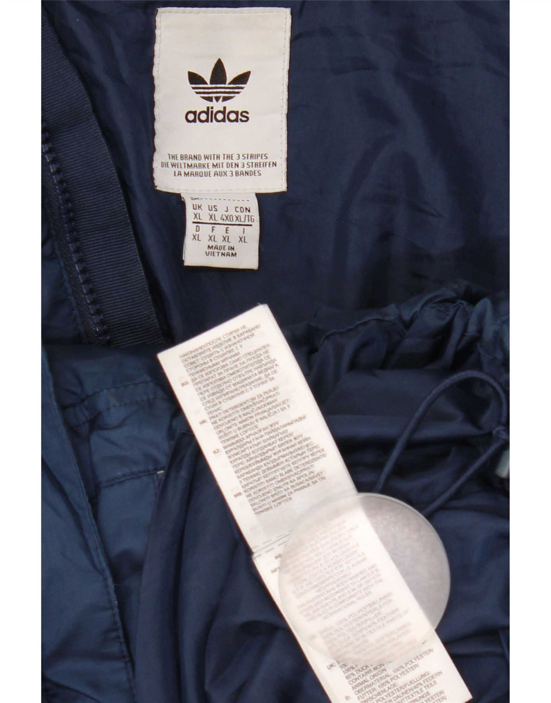 Męska ocieplana kurtka Adidas UK 42 XL granatowa, poliestrowa