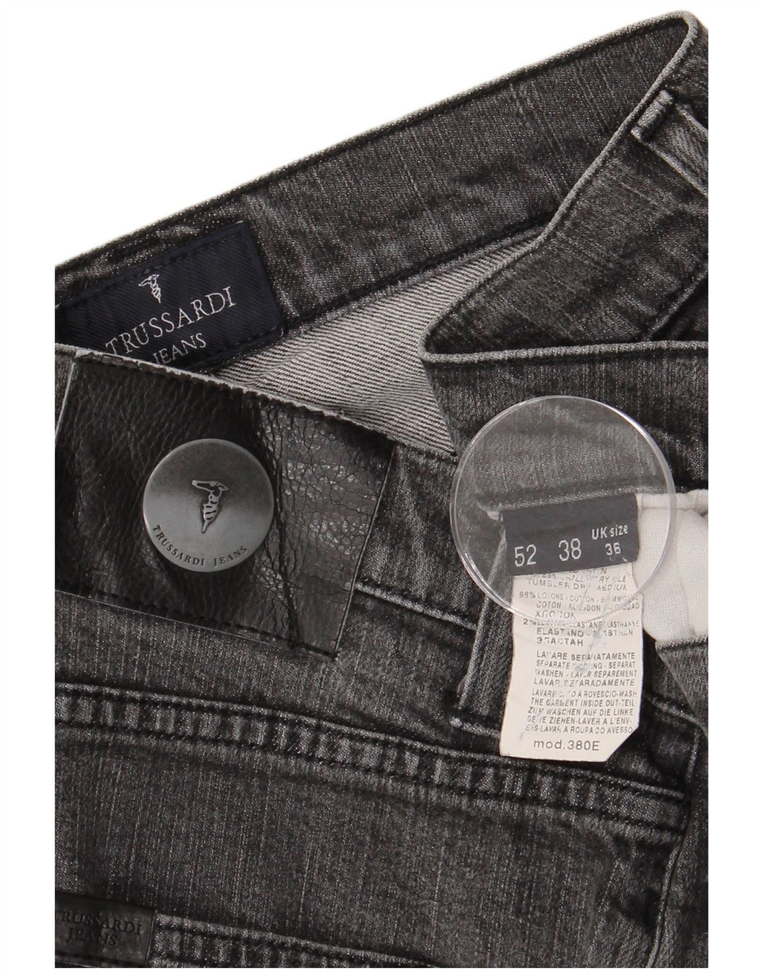 Męskie proste dżinsy TRUSSARDI W36 L29 Szara bawełna