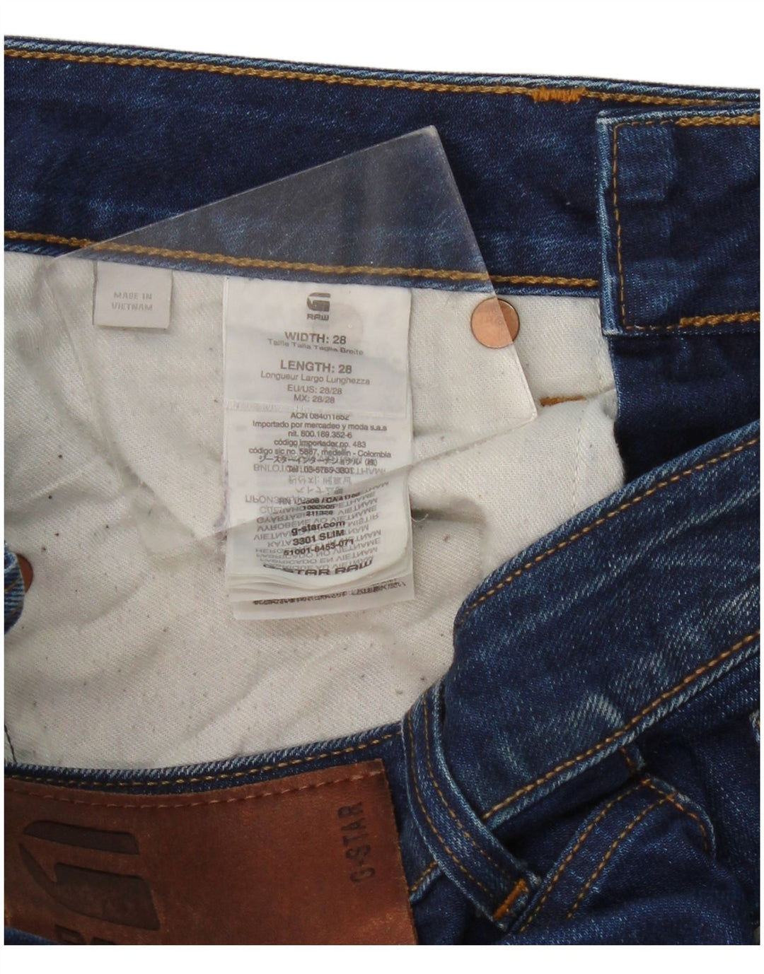 G-STAR Damskie 3301 Slim Jeans W28 L28 Niebieska bawełna