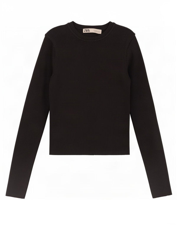 Damski top z długim rękawem Zara UK 8 Small, czarna wiskoza