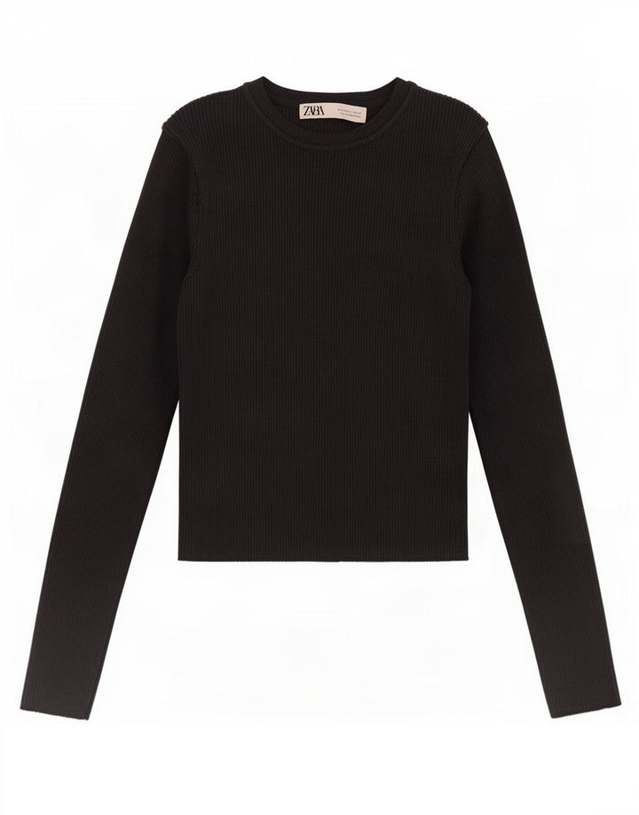Damski top z długim rękawem Zara UK 8 Small, czarna wiskoza