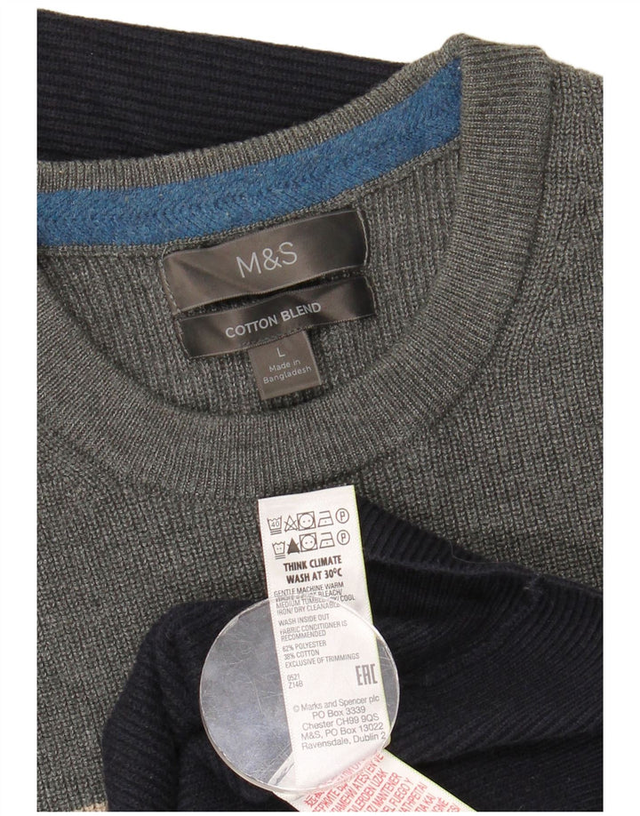 Marks & Spencer Męski sweter z okrągłym dekoltem, duży, wielokolorowy