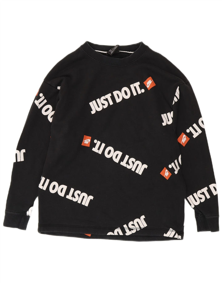 Męski sweter z grafiką NIKE, mały, czarny, bawełniany
