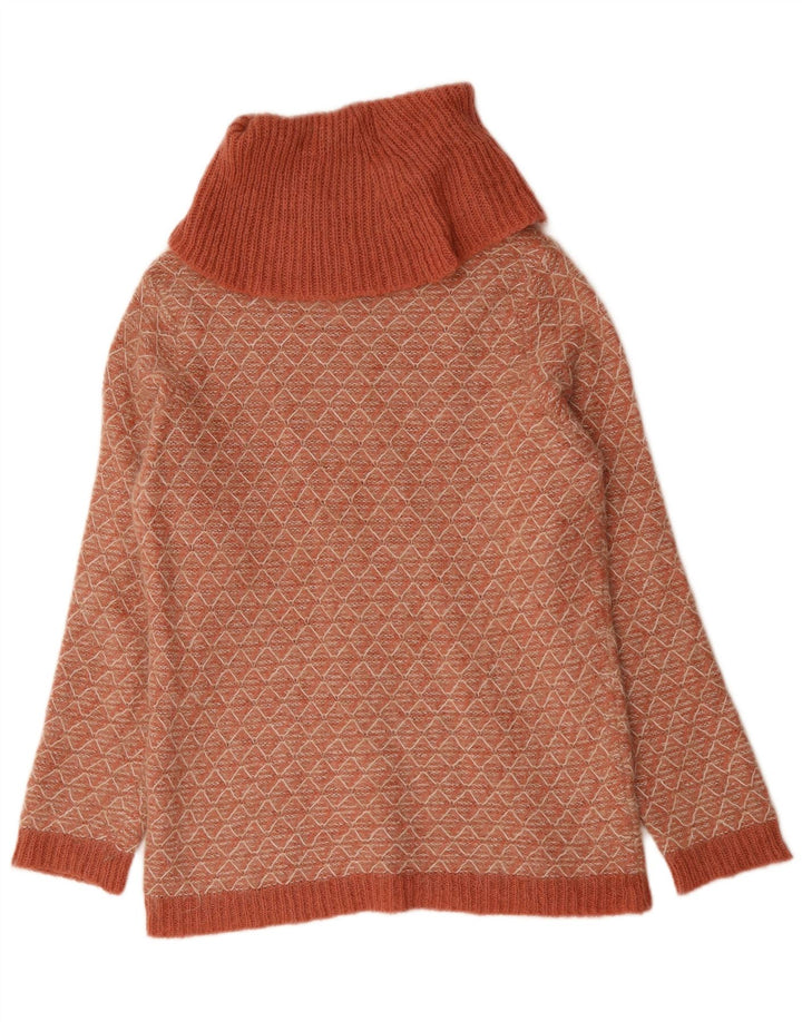 Sweter damski Madeleine z wywijanym dekoltem UK 14, średni różowy geometryczny