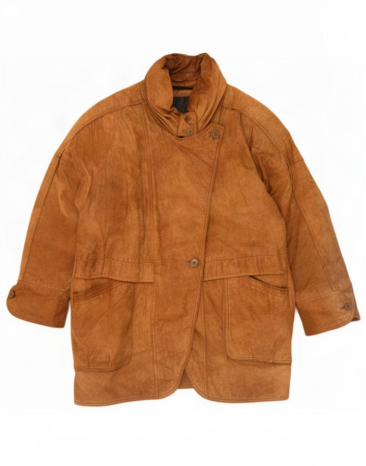 Damski płaszcz skórzany typu oversize Montes UK 18 XL brązowy