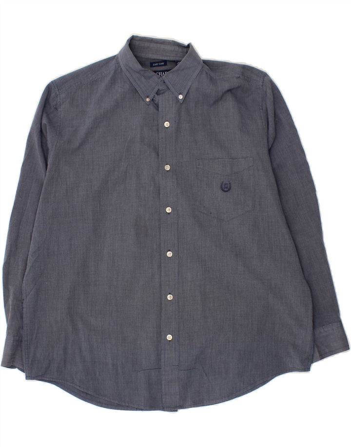 CHAPS Mens Shirt Large Navy Blue Cotton Vintage Chaps and Second-Hand Chaps from Messina Hembry 