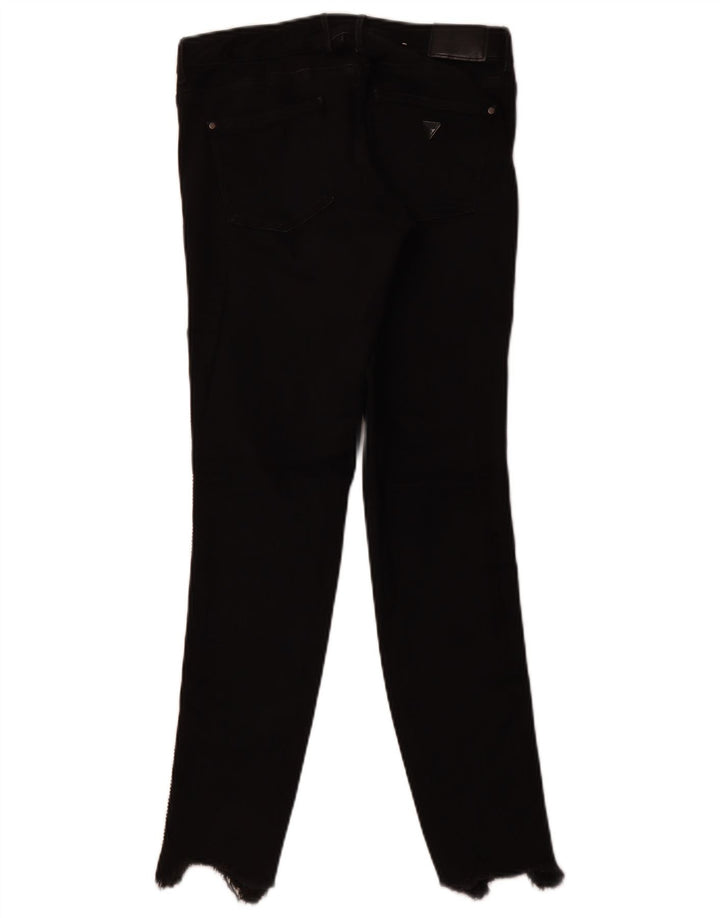 Damskie jeansy skinny ze średnim stanem GUESS W28 L28, czarne, bawełniane