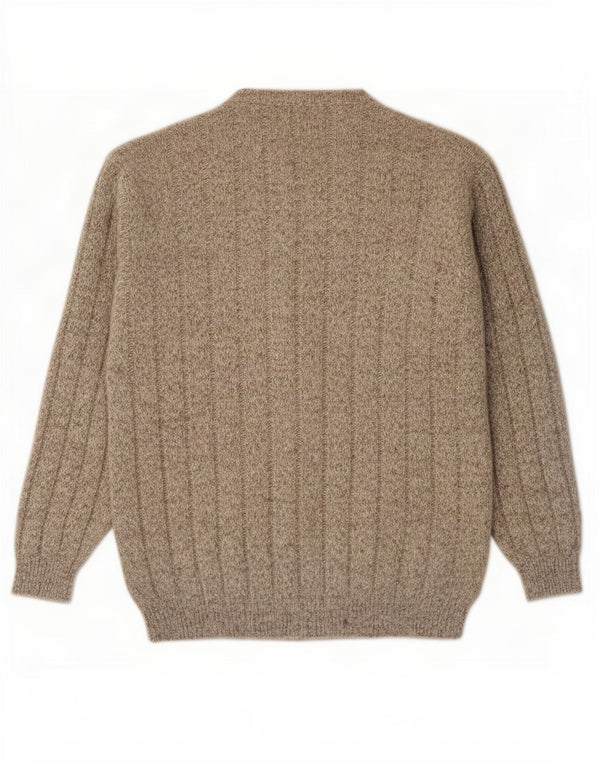 Vintage Mens Crew Neck Jumper Sweater Large Brown Flecked Wool
