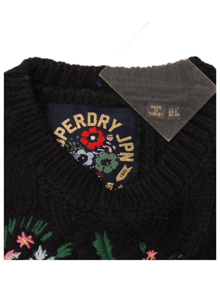Damski sweter Superdry z graficznym wycięciem pod szyją, UK 12, średni granatowy