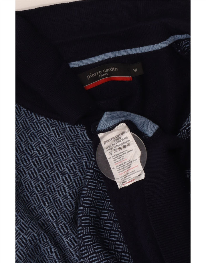 Męska dzianinowa koszula z krótkim rękawem Pierre Cardin, średni granatowy geometryczny