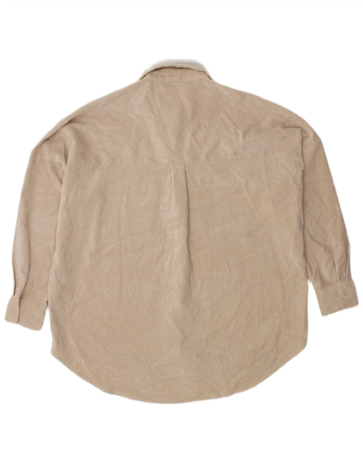 Damska koszula oversize Zara welurowa UK 6 XS, beżowa, poliester