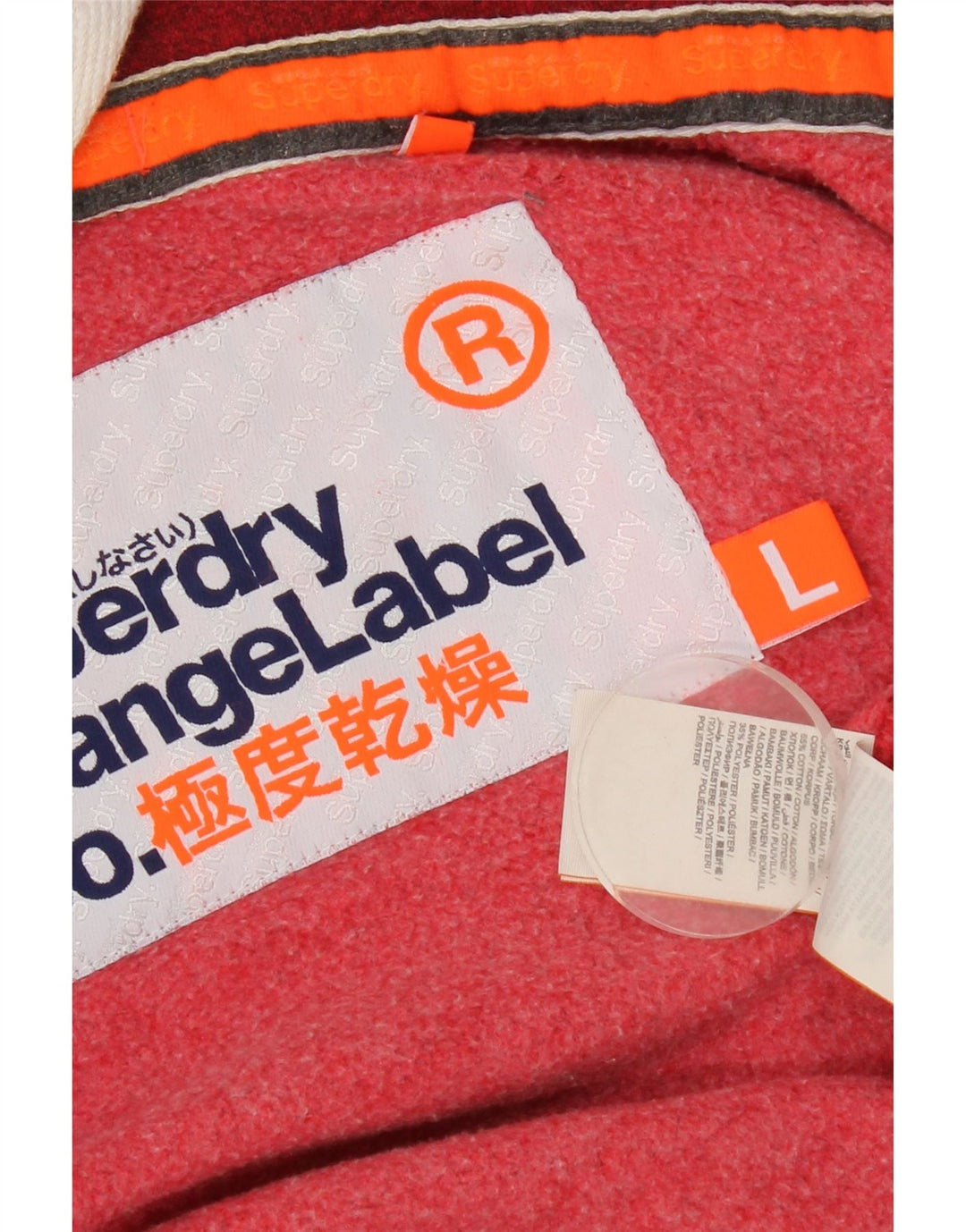 Męski sweter z kapturem i zamkiem błyskawicznym Superdry, duży, czerwony, bawełniany
