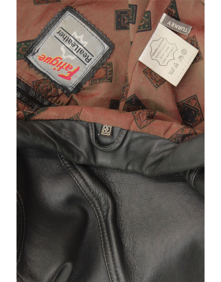 Męska kurtka skórzana FATIGUE UK 38, średnia czarna skóra