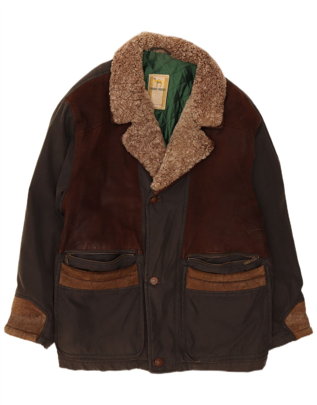 Męski płaszcz wiatrówka Camel Active IT 56 2XL Khaki, bawełna z blokami kolorów