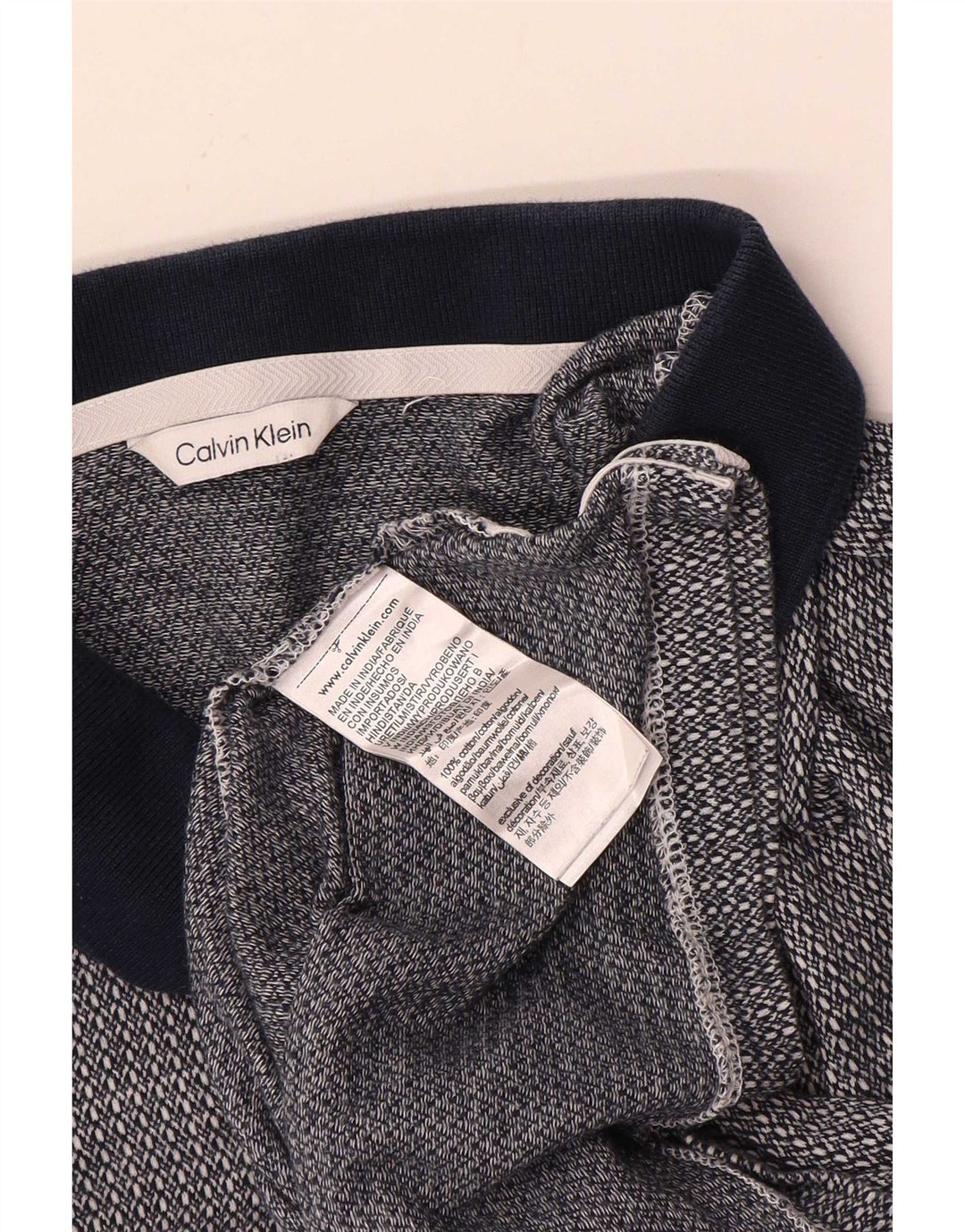 Męska koszulka polo Calvin Klein z krótkim rękawem, średnio granatowa, nakrapiana