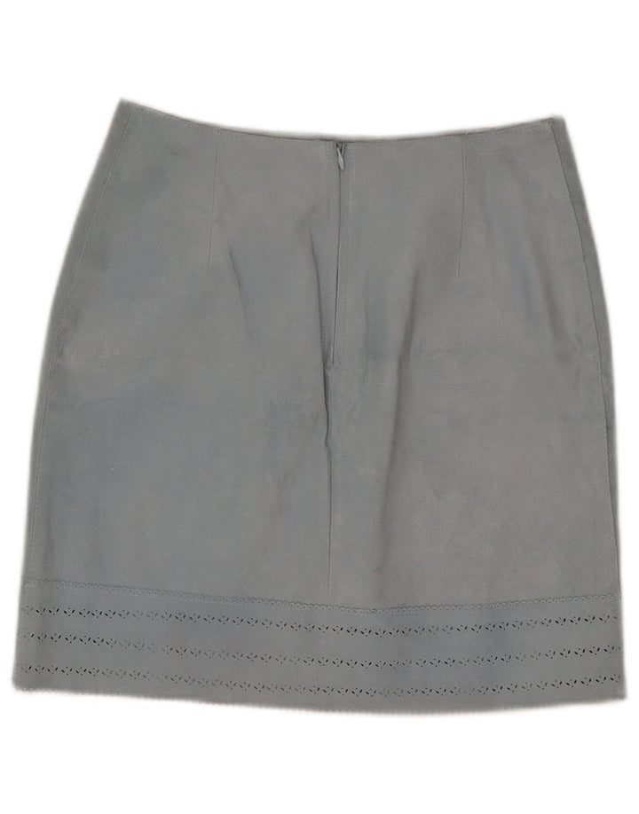 Vintage damska skórzana spódnica IT 42 Medium W27 niebieska skóra