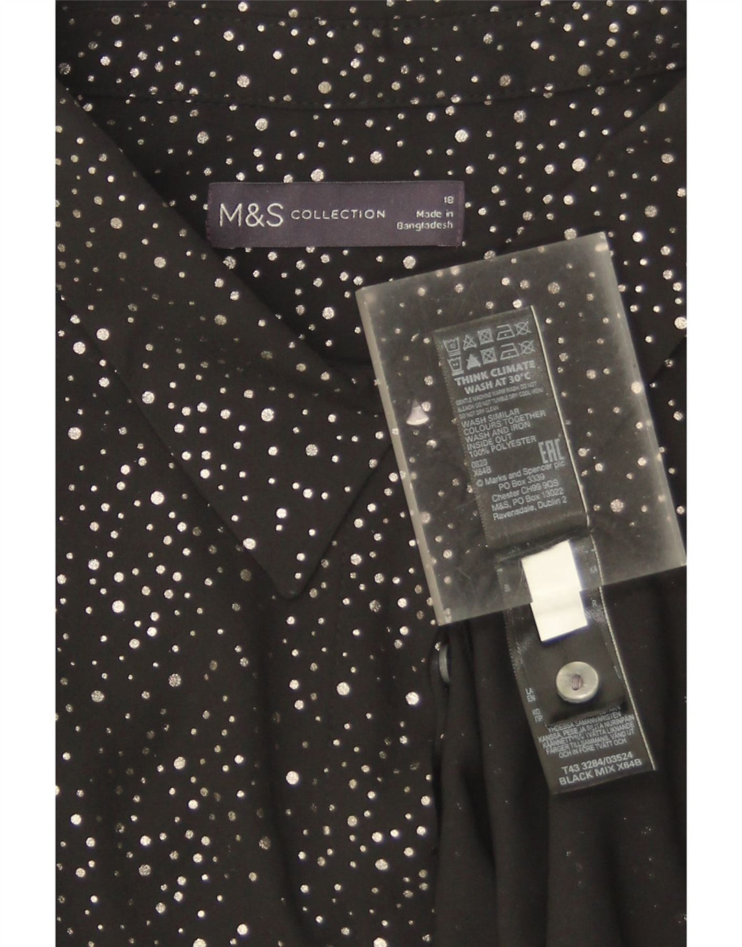 Damska bluzka koszulowa oversize Marks & Spencer UK 18 XL, czarna w cętki