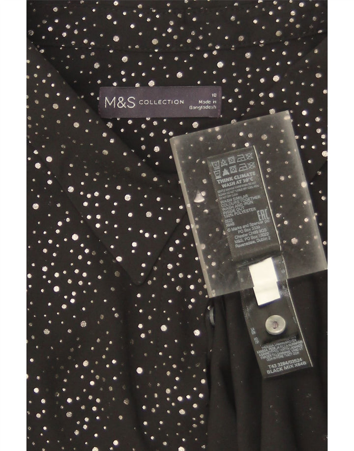 Damska bluzka koszulowa oversize Marks & Spencer UK 18 XL, czarna w cętki