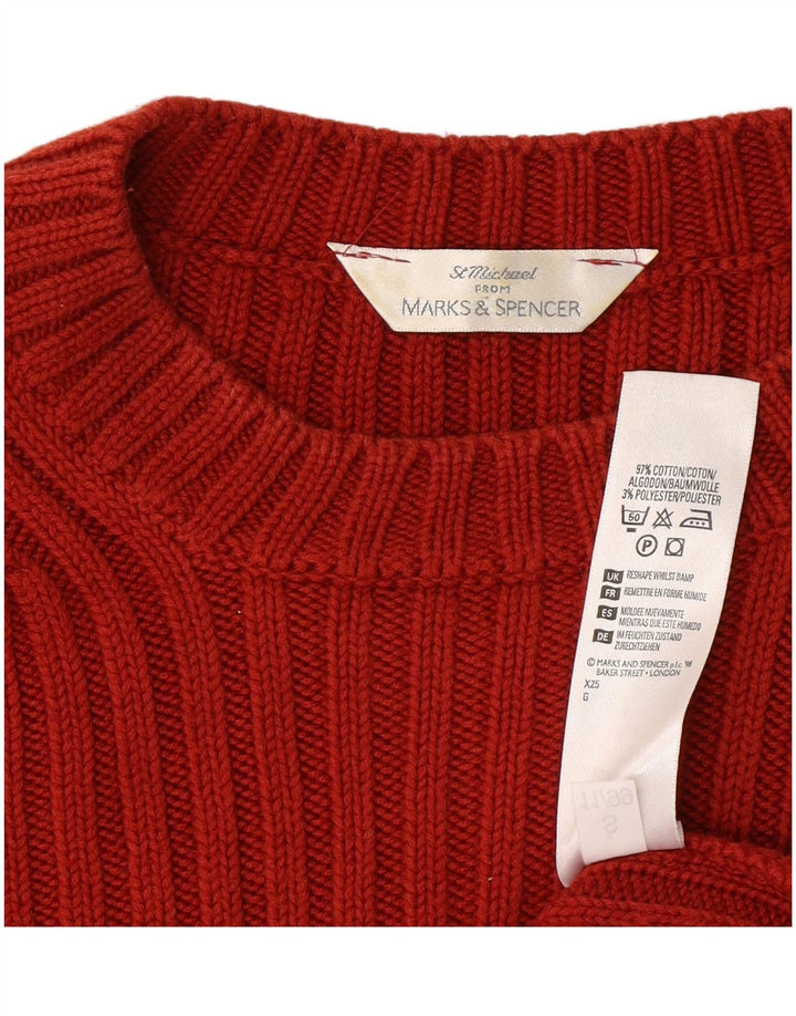 Marks & Spencer Męski sweter St. Michael z okrągłym dekoltem, duży, czerwony, klasyczny