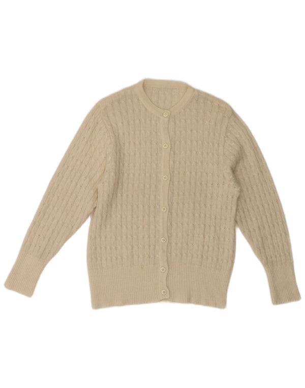 Sweter damski w stylu vintage, rozpinany UK 10, mały, biały