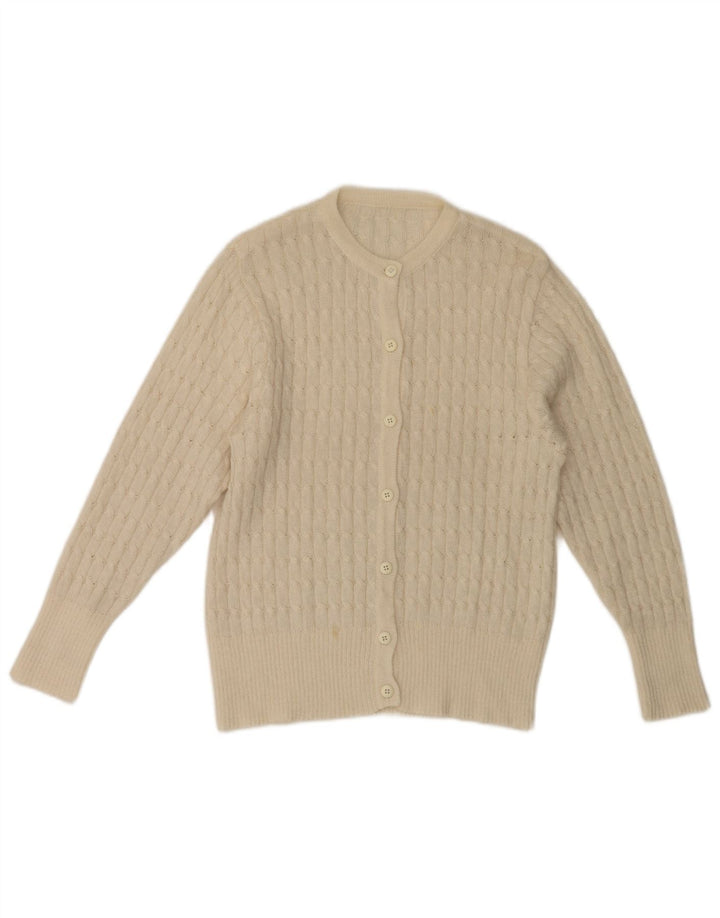 Sweter damski w stylu vintage, rozpinany UK 10, mały, biały