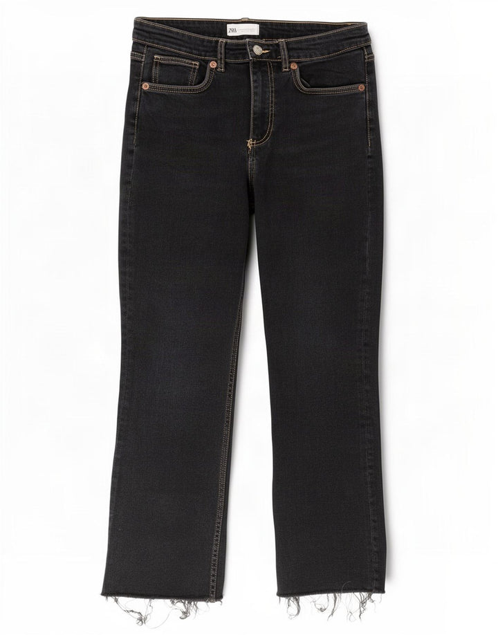 Jeansy damskie Zara Crop Bootcut EU 42 Large W32 L26 Black
