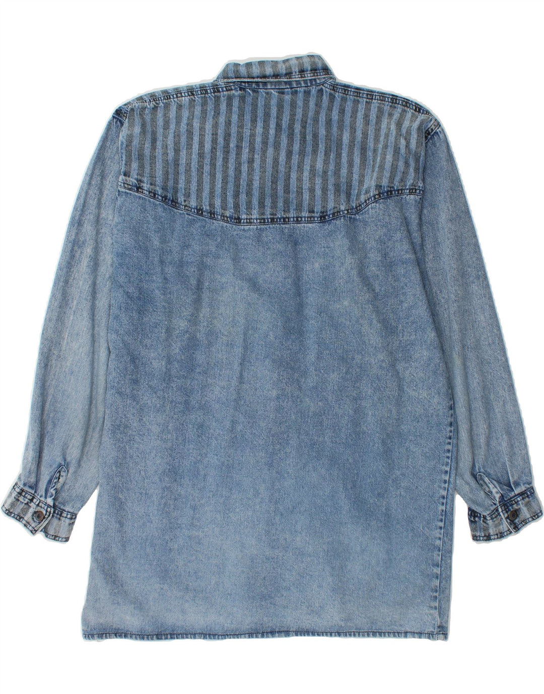 VINTAGE Mens Denim Shirt Size 39/40 Medium Blue Striped Cotton Vintage Vintage and Second-Hand Vintage from Messina Hembry 