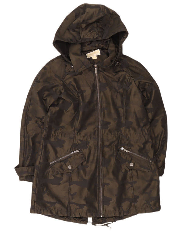 Damska kurtka parka z kapturem Michael Kors UK 18 XL Khaki, poliester w kamuflażu