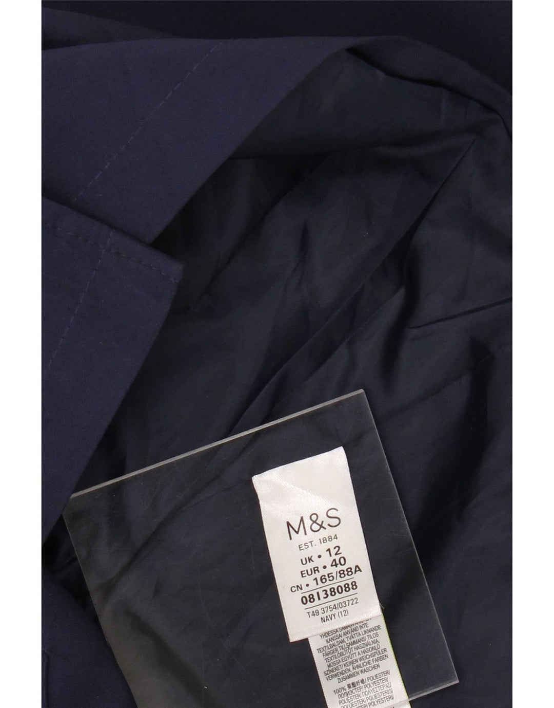 Marks & Spencer Damski trencz UK 12, średni granatowy, poliester