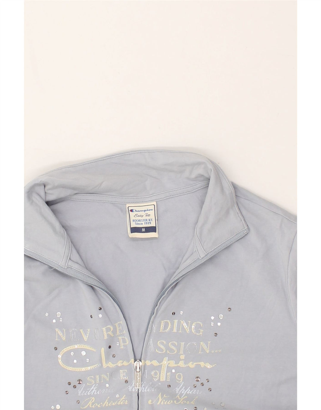 CHAMPION Womens Graphic Tracksuit Top Jacket UK 12 Medium Grey | Vintage Champion | Thrift | Second-Hand Champion | Used Clothing | Messina Hembry 