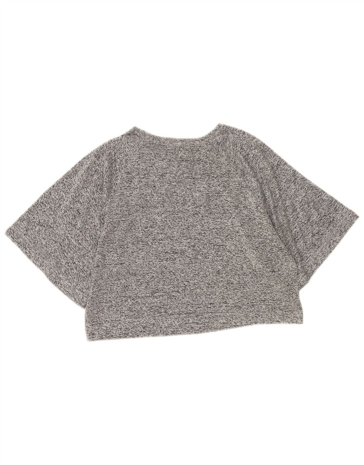 Damski T-shirt Zara Crop Top UK 14 Średni Szary Nakrapiany
