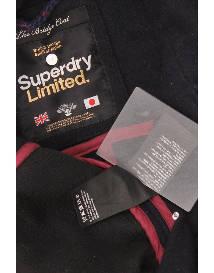 Damski płaszcz dwurzędowy Superdry UK 12 Średni granatowy wełniany