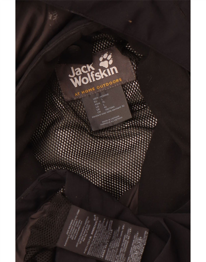Męska kurtka przeciwdeszczowa z kapturem JACK WOLFSKIN UK 42, duża, czarna, poliamidowa