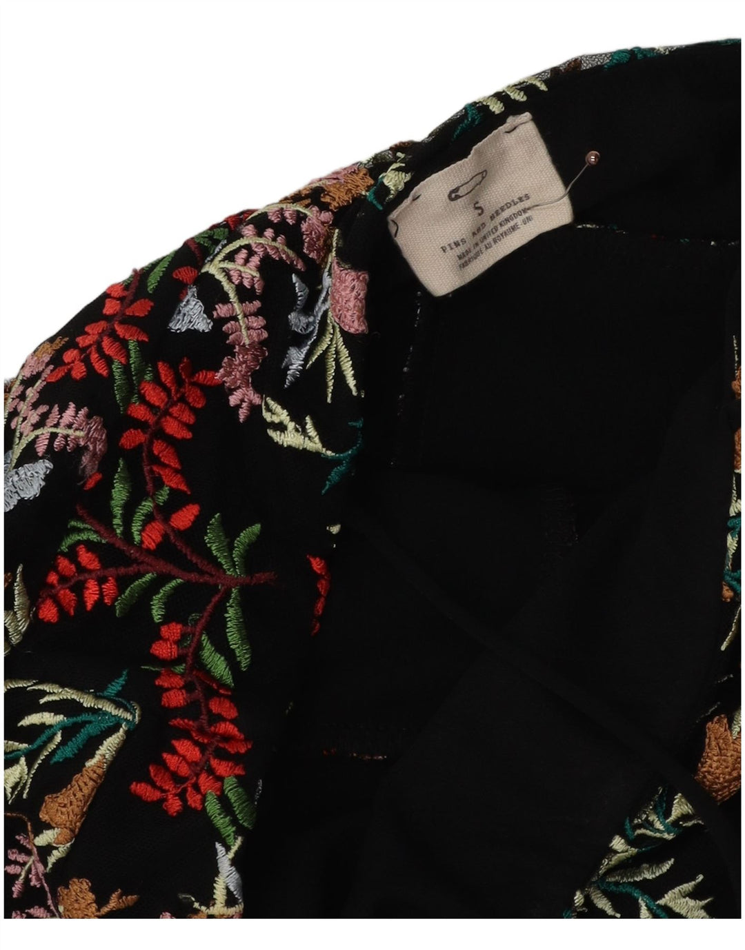 PINS AND NEEDLES Damska sukienka na ramiączkach UK 8, mała czarna w kwiaty