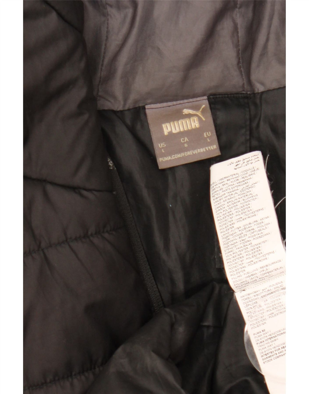 Męska wyściełana kurtka z kapturem Puma UK 40, duża, czarna, poliester