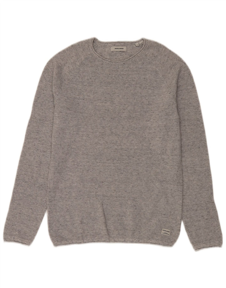 Męski sweter Jack & Jones z okrągłym dekoltem, mały, szary, nakrapiany