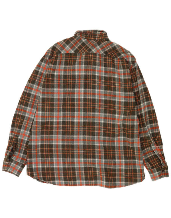 Vintage męska koszula flanelowa drwal XL w kratkę khaki