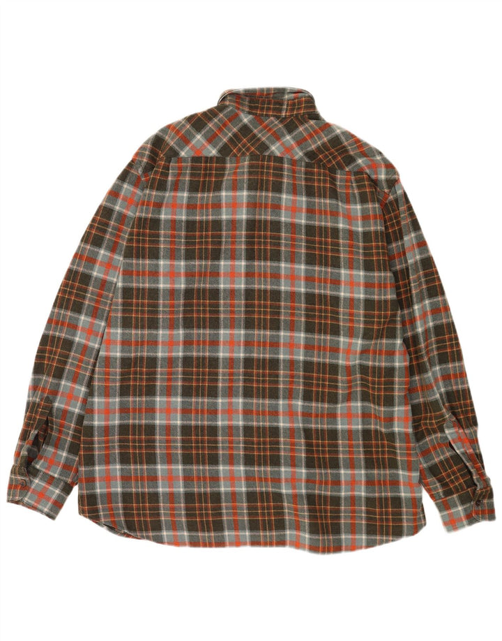 Vintage męska koszula flanelowa drwal XL w kratkę khaki