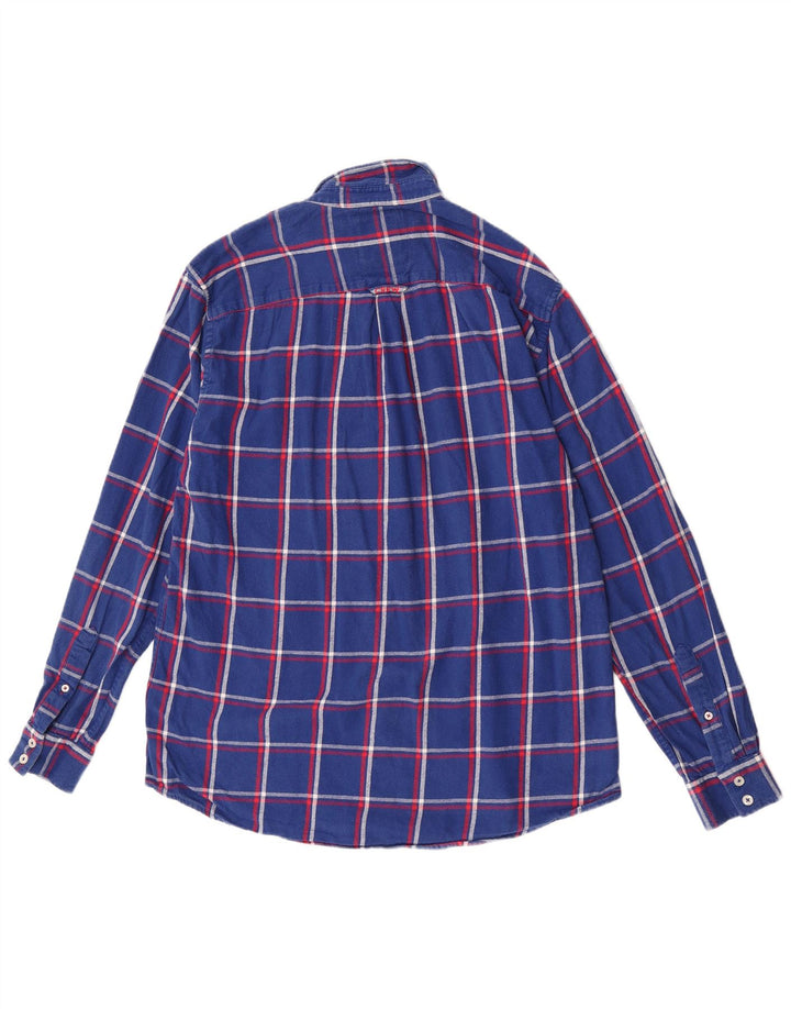 Crew Clothing Męska koszula flanelowa o regularnym kroju, duża, niebieska, bawełniana w kratę