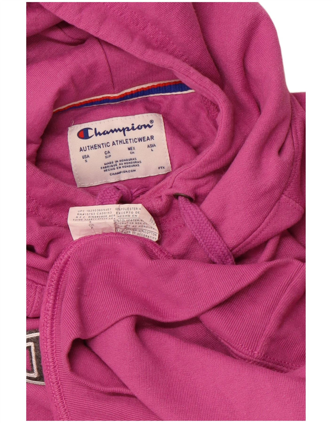 Damska bluza z kapturem CHAMPION z grafiką UK 10, mały, różowy poliester