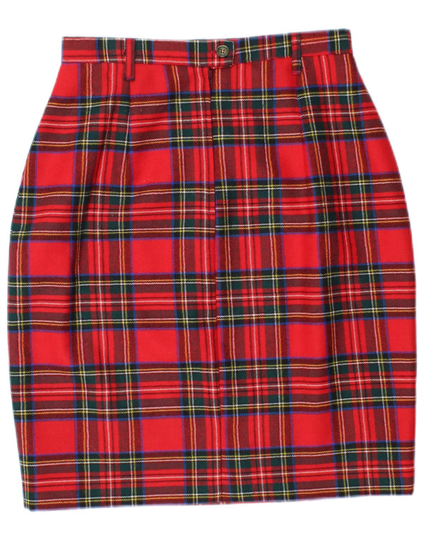 Vintage damska spódnica ołówkowa z wysokim stanem IT 46 duża W26 czerwona kratka
