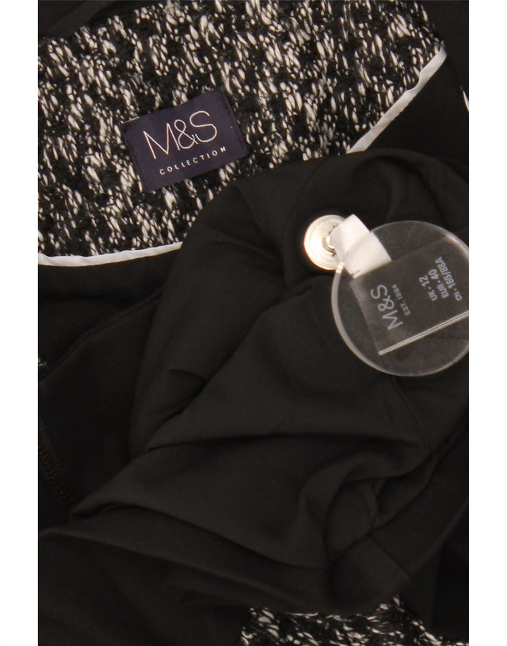 MARKS & SPENCER Damska marynarka krótka UK 12, średnia, czarna, nakrapiana