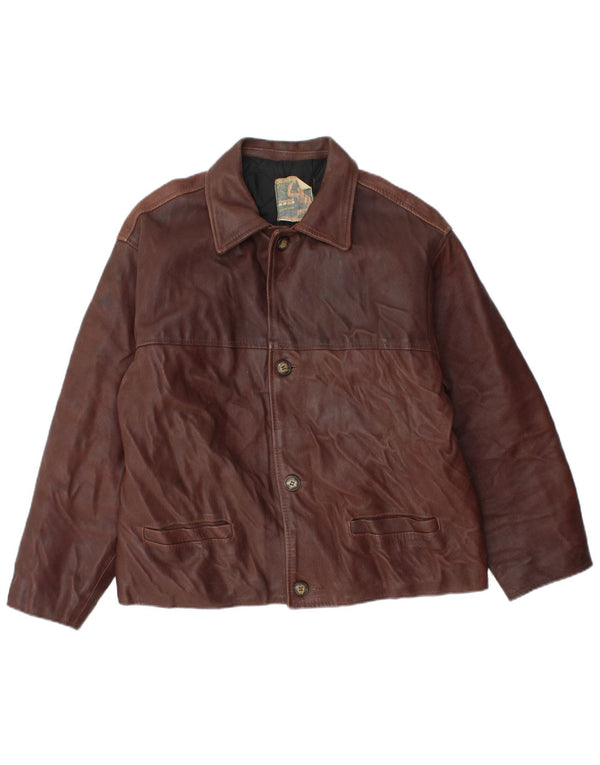 Męska kurtka skórzana VINTAGE UK 38 Średniobrązowa skóra