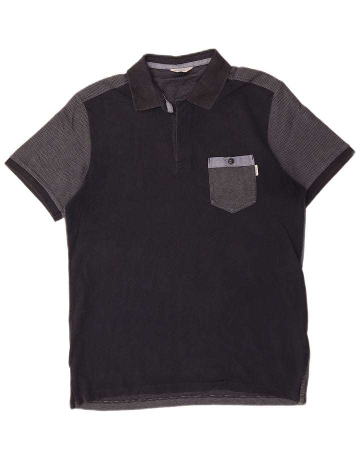 Męska koszulka polo Jack & Jones, średnia, granatowa, bawełniana w bloki kolorów