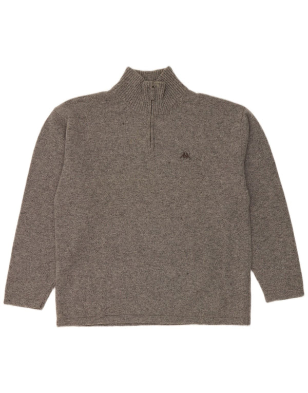 Męski sweter Kappa z zamkiem błyskawicznym 2XL Szary, nakrapiany dziewicza wełna