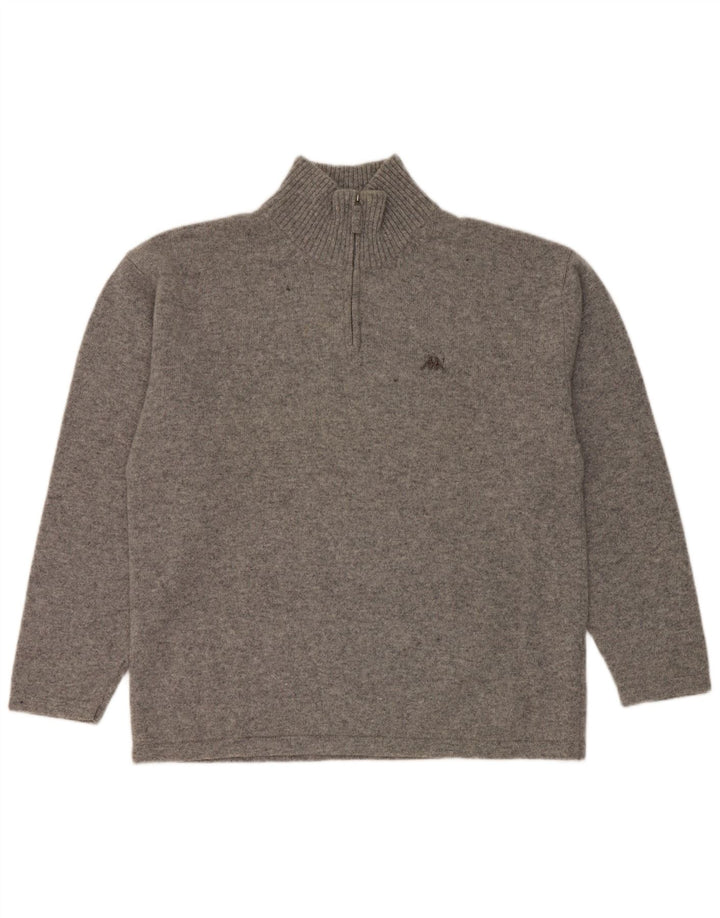 Męski sweter Kappa z zamkiem błyskawicznym 2XL Szary, nakrapiany dziewicza wełna