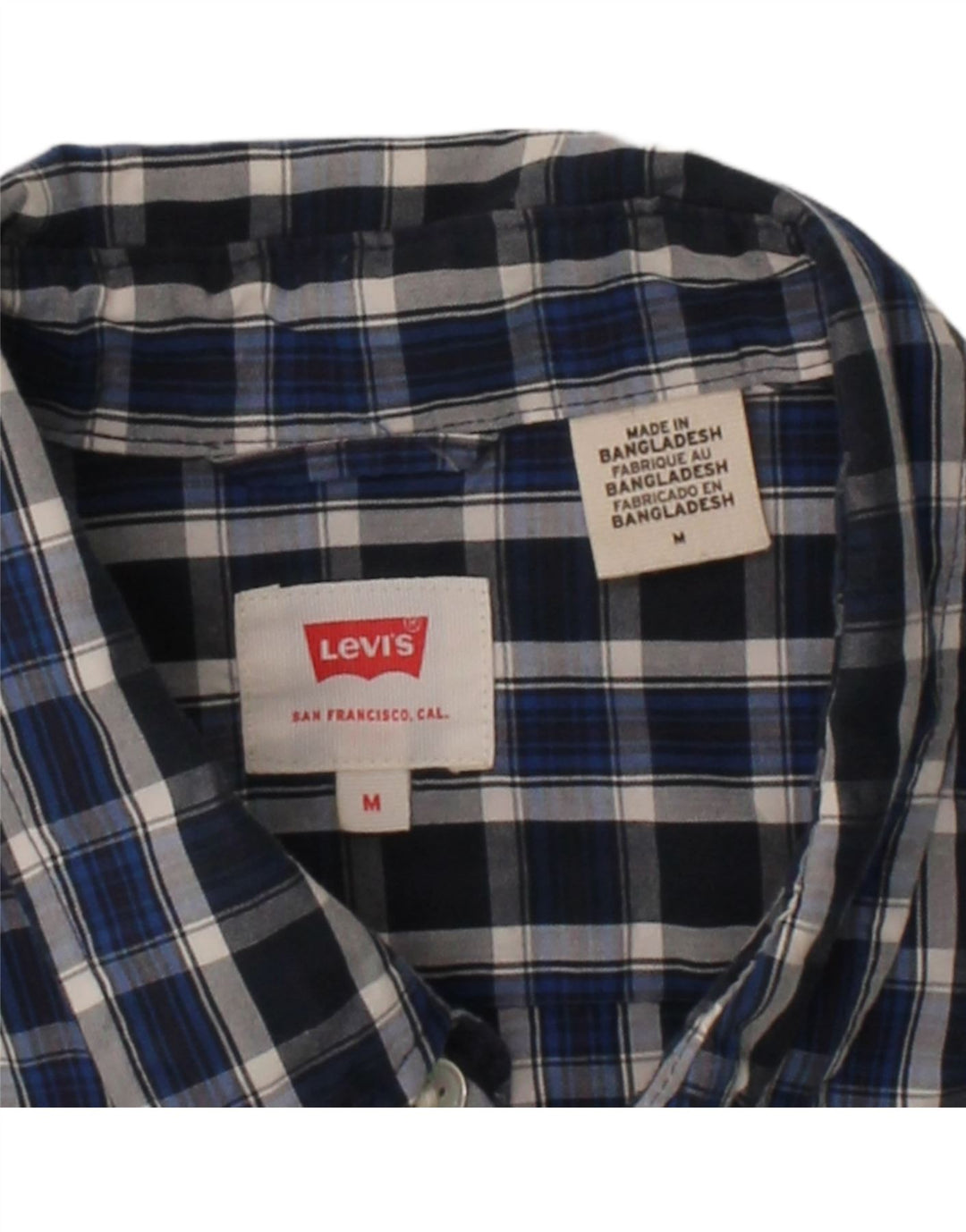 LEVI'S Mens Shirt Medium Navy Blue Check Cotton